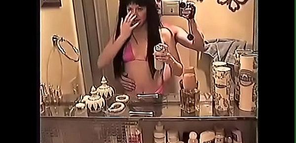  Real life little sister puts on bikini and heels to fuck and suck brother